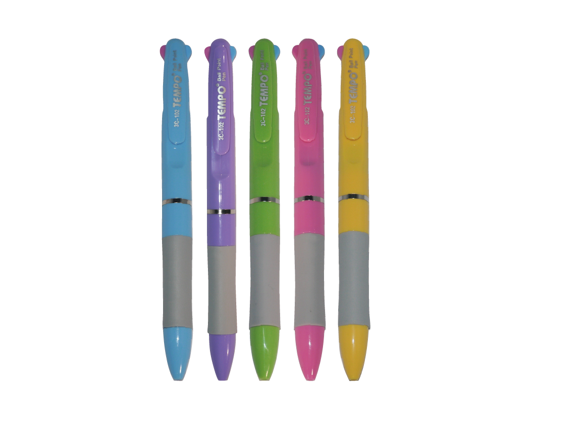 粉彩0.7三色自動原子筆